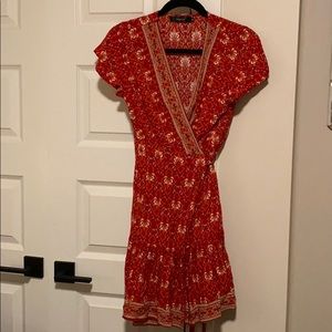 Red wrap dress